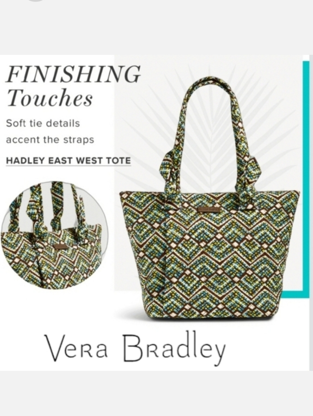 Vera Bradley Hadley East West Tote Green/Brown Rain Forest Print Blokecore